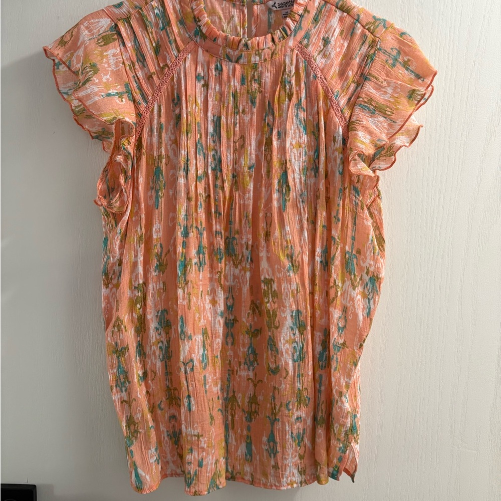 Women's Nannette Lepore Peach Flutter Sleeve size M